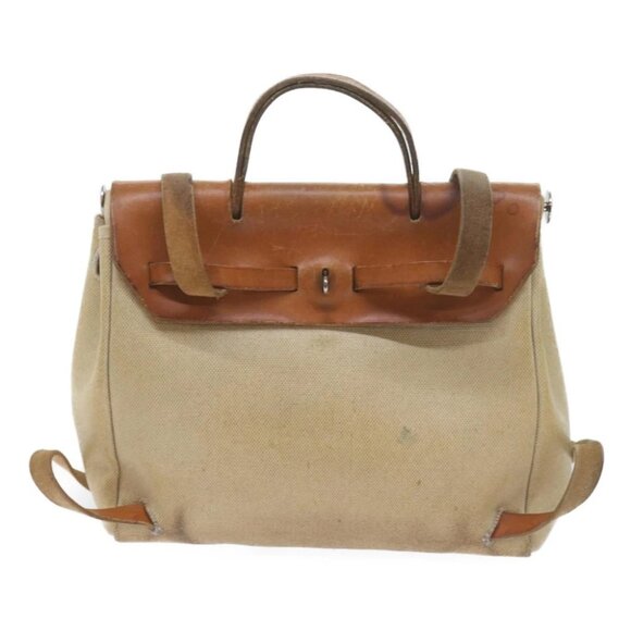 HERMES Her Bag Ad Backpack Coated Canvas Beige Brown - Picture 2 of 15